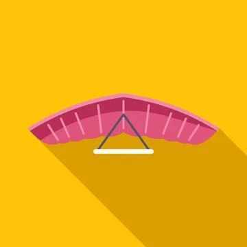 Pink hang glider flying in flat design style Stock Illustration