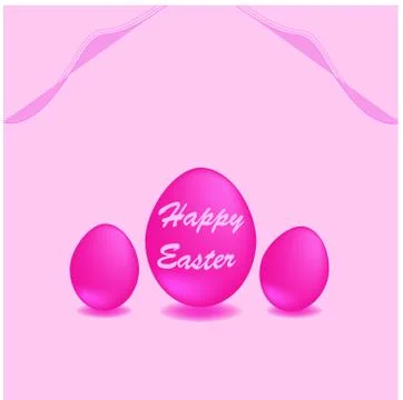 Pink Happy Easter greeting cards with egg ,for banners or background Stock Illustration