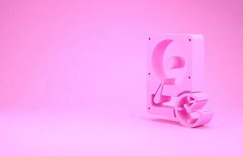 Pink Hard disk drive with clockwise sign, data recovery icon isolated on pink イラスト素材
