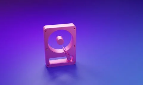 Pink Hard disk drive HDD icon isolated on purple-blue background. Minimalis.. Stock Illustration