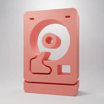 Pink Hard disk drive HDD icon isolated on pink background. Minimalism conce.. Stock Illustration