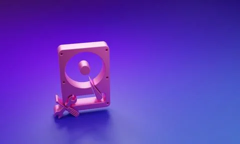 Pink Hard disk drive with screwdriver and wrench icon isolated on purple-bl.. Stock Photos