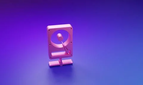 Pink Hard disk drive on sharing network icon isolated on purple-blue backgr.. Stock Illustration