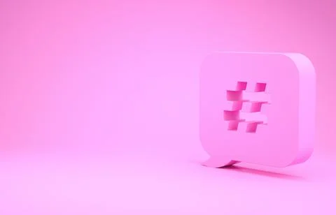 Pink Hashtag speech bubble icon isolated on pink background. Concept of numbe イラスト素材