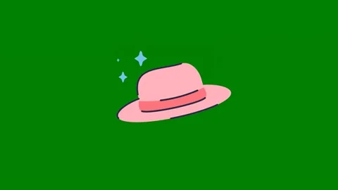Pink hat green background green screen animated chromakey background movement Video stock 314067669