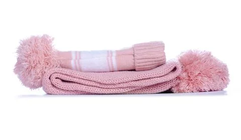 Pink hat with a scarf Stock Photos