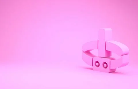Pink Head flashlight icon isolated on pink background. Tourist head flashligh 스톡 일러스트