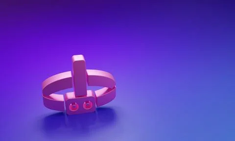 Pink Head flashlight icon isolated on purple-blue background. Tourist head .. 스톡 일러스트