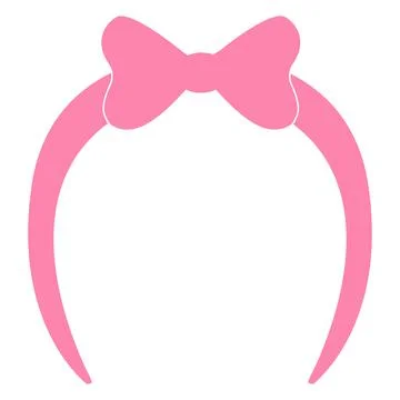 Pink headband with bow on white background. headband with bow for small girl Stock Illustration