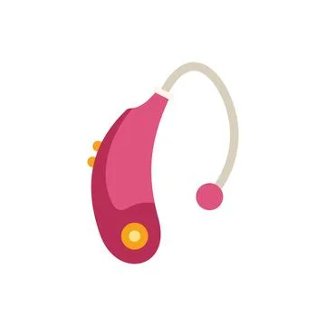 Pink hearing aid device improving hearing loss problem イラスト素材