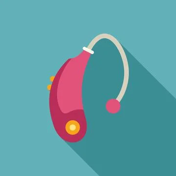 Pink hearing aid improving hearing loss problem イラスト素材