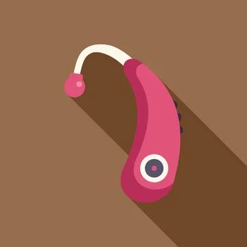 Pink hearing aid improving hearing loss problem icon イラスト素材