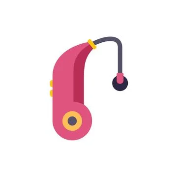 Pink hearing aid improving hearing loss problem イラスト素材