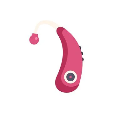 Pink hearing aid improving hearing loss problems Stock Illustration