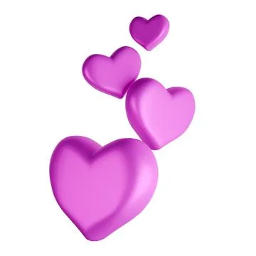 Pink heart 3D rendering on white background have work path. Ilustração Stock