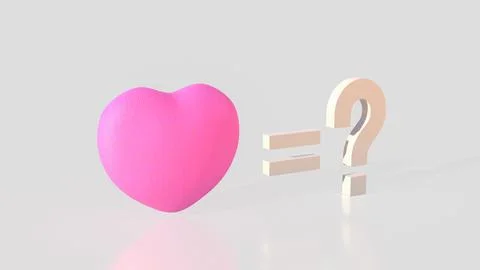 The pink Heart  and question mark for love concept 3d rendering. Stock Illustration