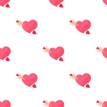 Pink heart with arrow pattern seamless vector Illustrazione stock