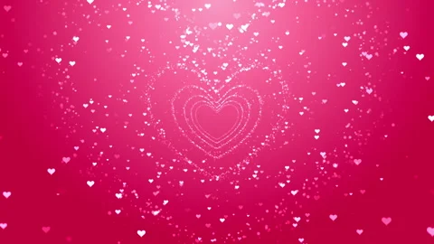 Pink heart background featuring sparkling light trails and floating hearts, Stock Footage 307802124