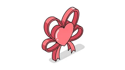 Pink heart with bow Stock Illustration