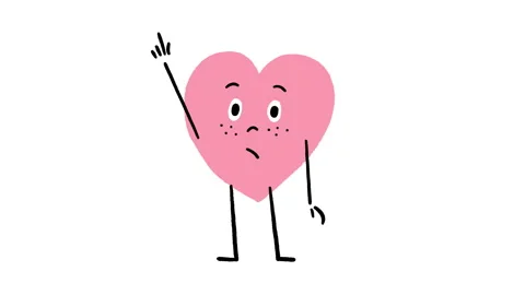 Pink Heart Character Asking Question 4K Horizontal Animation Loop Video stock 325084318