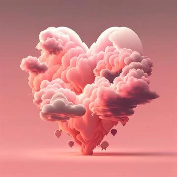 Pink heart cloud. Love cloud in the sky. Love background. Pink heart poster Stock Illustration
