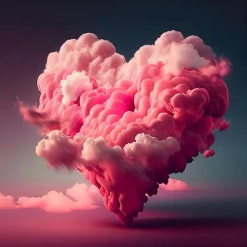Pink heart cloud. Love cloud in the sky. Love background. Pink heart poster Stock Illustration