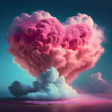 Pink heart cloud. Love cloud in the sky. Love background. Pink heart poster Stock Illustration