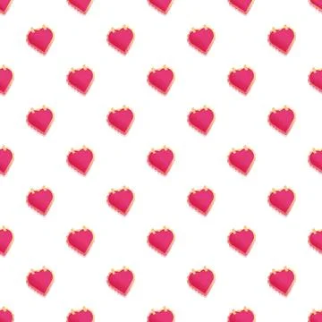 Pink heart cookies seamless pattern for celebration Stock Illustration