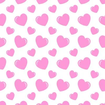 Pink Heart Cute Seamless Pattern Background Vector Stock Illustration