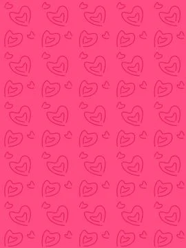 Pink Heart Doodle Pattern with Small Hearts Stock Illustration