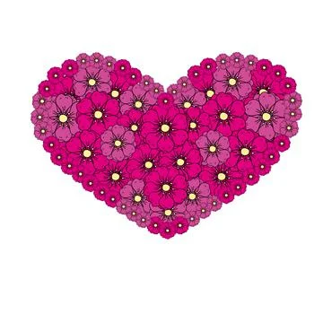 Pink heart of flower elements isolated on white background Stock Illustration