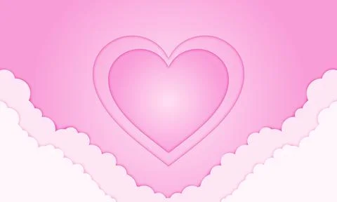 Pink heart hand cloud in paper style for valentine day. Stock Illustration