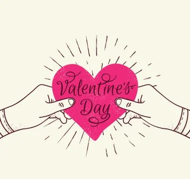Pink heart in hands Stock Illustration