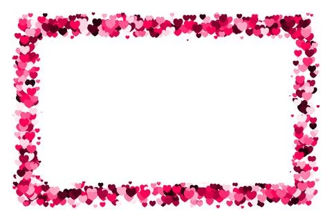 Pink heart horizontal rectangle frame with space for text. Background for V.. Stock Illustration