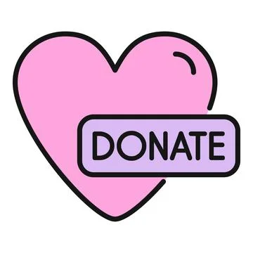 Pink heart icon with donate button Stock Illustration