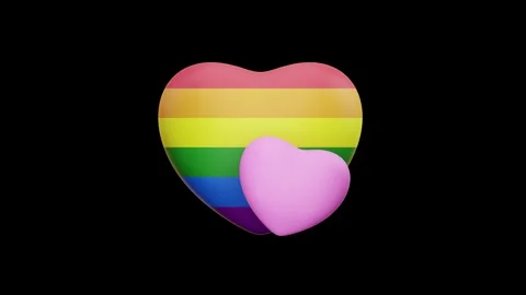 Pink Heart Layered Over Rainbow Pride Heart Shape Symbol. 스톡 동영상 340283551