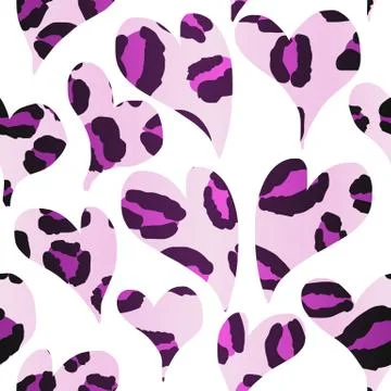 Pink Heart Leopard Print Repeat Pattern Illustrazione stock
