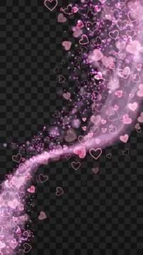 Pink heart light overlay with sparkling beams and glow effect Stock Illustration