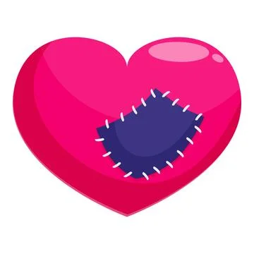 Pink heart with a patch is representing heartbreak and healing Stock Illustration