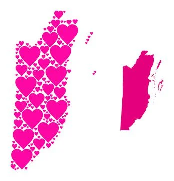 Pink Heart Pattern Map of Belize 스톡 일러스트