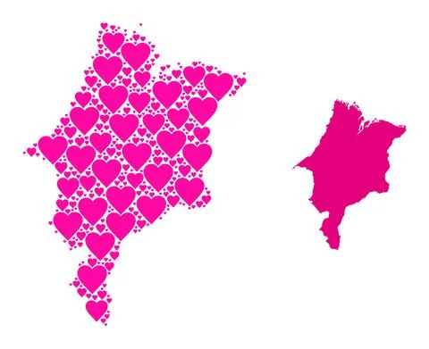 Pink Heart Pattern Map of Maranhao State 스톡 일러스트