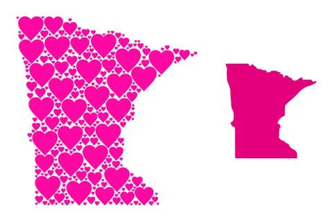 Pink Heart Pattern Map of Minnesota State 스톡 일러스트