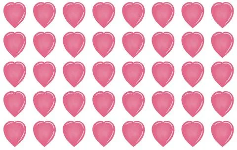 Pink heart pattern with a repeated design across white background for love and Stock Illustration