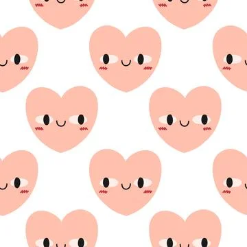 Pink heart pattern on white background. Vector seamless pattern with hearts Stock Illustration