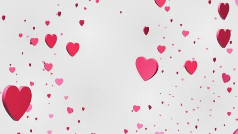 Pink Heart Rain Alpha Channel Motion Graphic Stock Footage 344699430