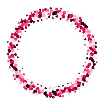 Pink heart round frame with space for text. Wreath made from confetti heart.. Stock Illustration