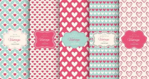 Pink heart seamless pattern background Stock Illustration