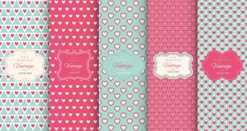 Pink heart seamless pattern background Stock Illustration