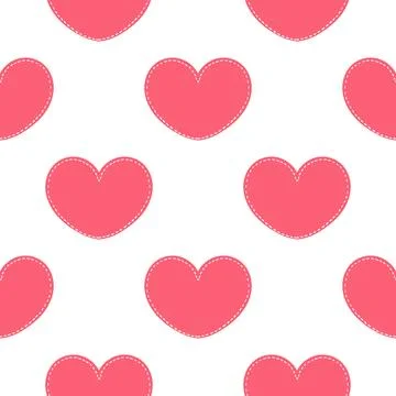 Pink heart seamless pattern in dotted line style 2 Illustrazione stock