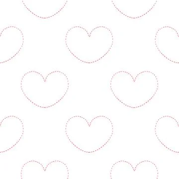 Pink heart seamless pattern in dotted line style Stock Illustration